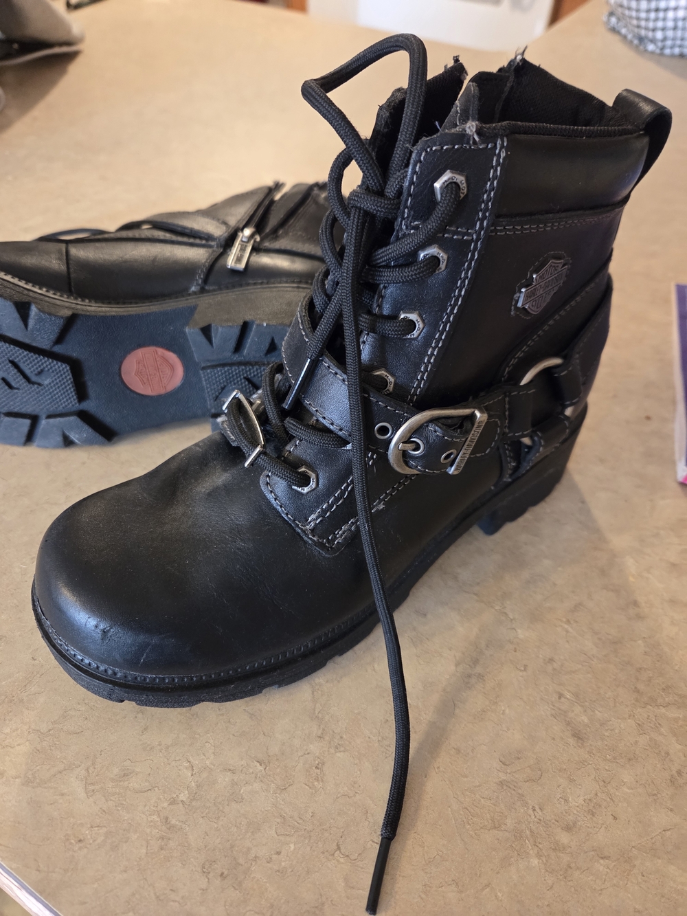 Harley-Davidson Black Lace-Up Motorcycle Boots